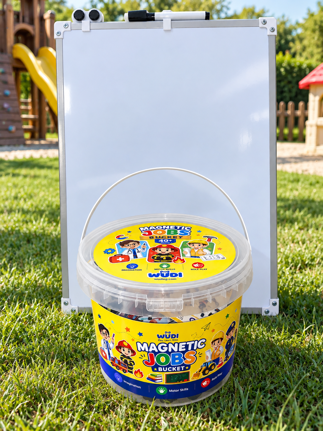 Magnetic Jobs Bucket + Whiteboard